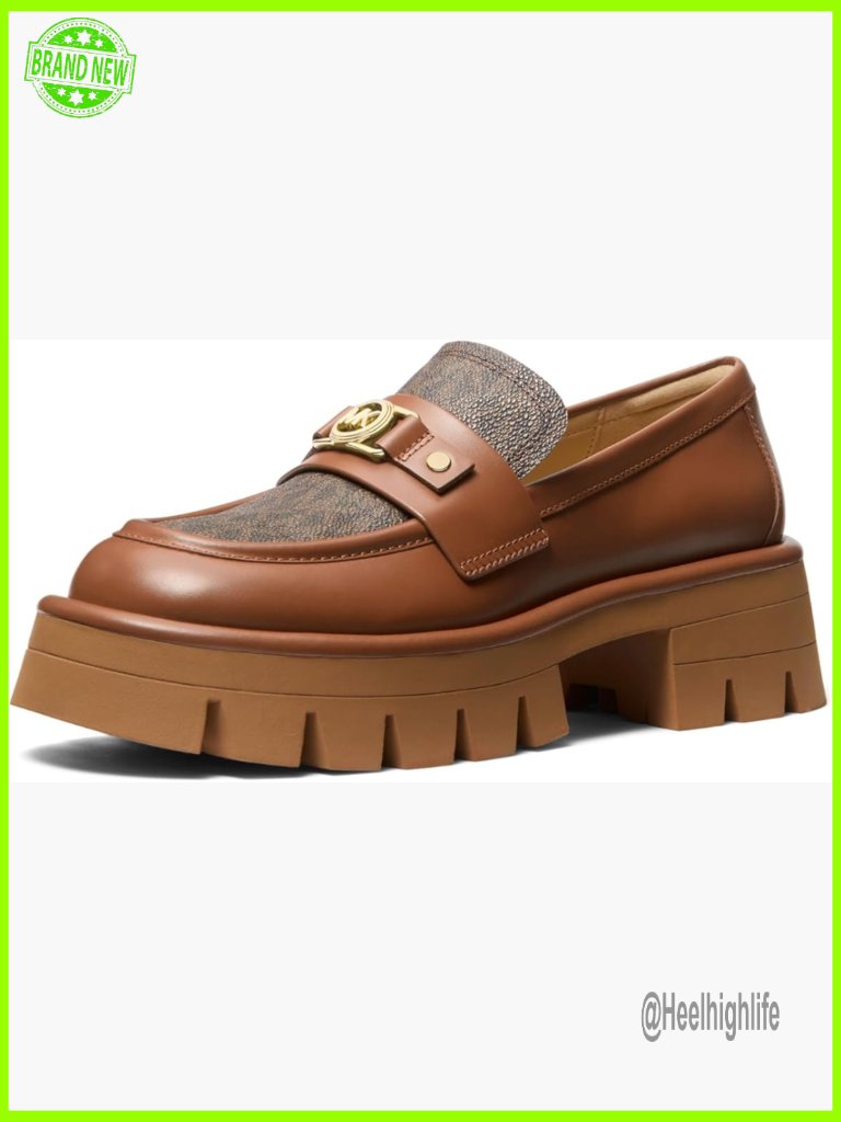 Leather Loafers With Lug Sole, Pull-On Style, Women's Flats